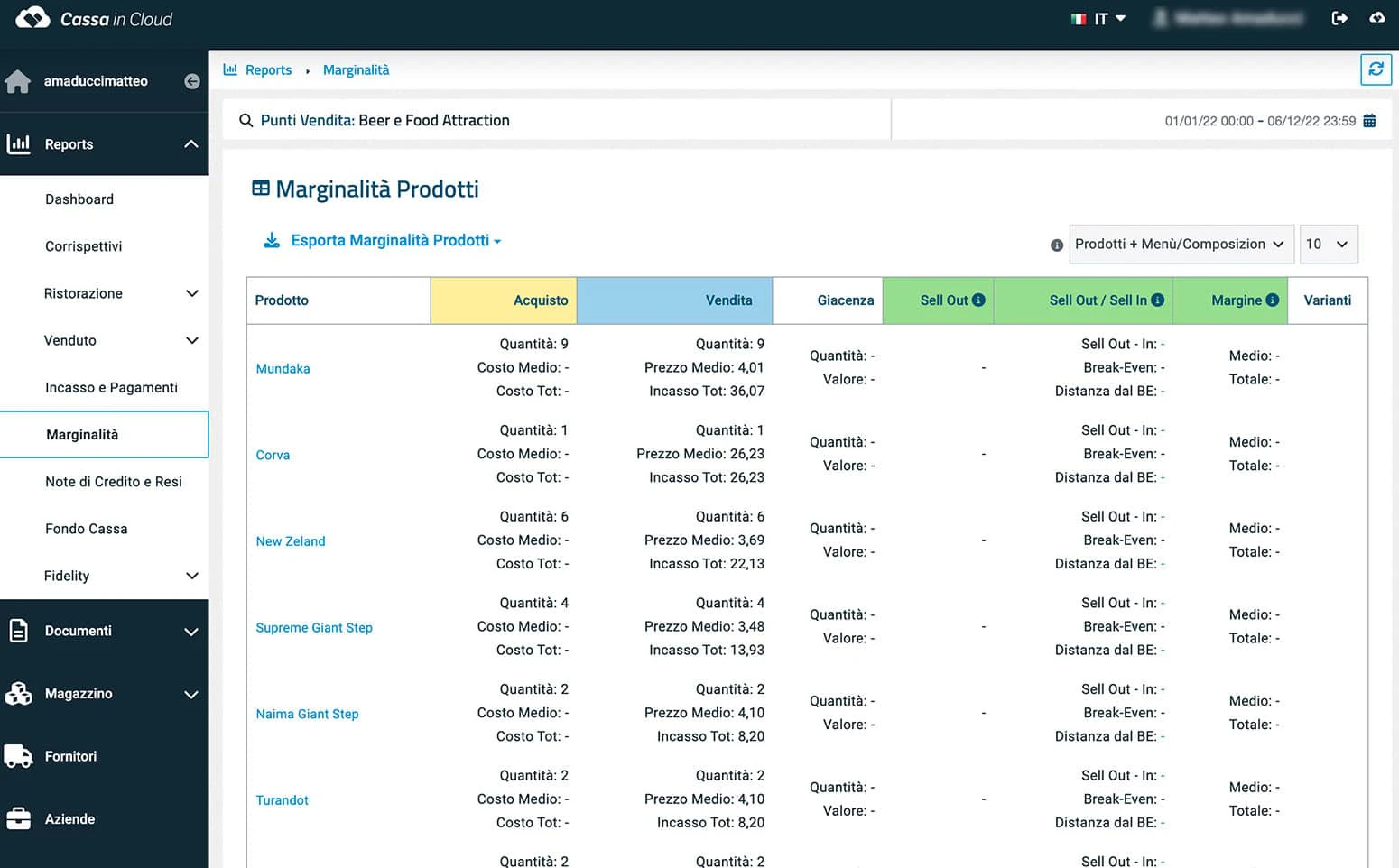 screenshot of Cassa In Cloud